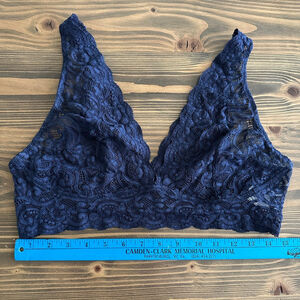 Women's Lily of France Bra XL Blue Lace style 2179003